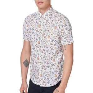 Good Man Brand On Point Slim Fit Short Sleeve Button-up in Yellow Floral